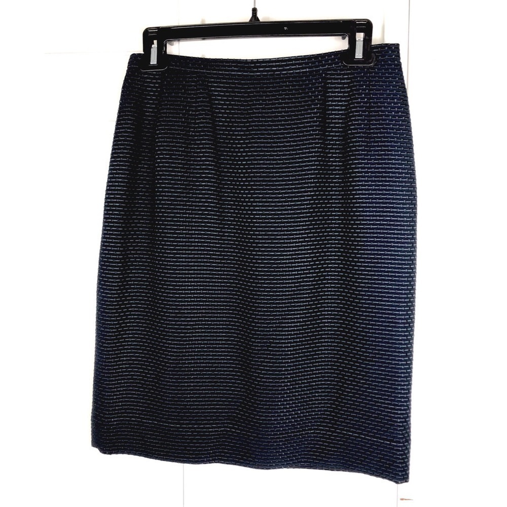 CARLISLE NAVY PENCIL SKIRT l Silk Office Skirt  (0961)